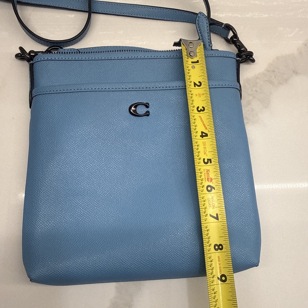 COACH Kitt Messenger Crossbody Bag Blue Crossgrain Leather Shoulder Purse CLEAN! - Picture 15 of 16